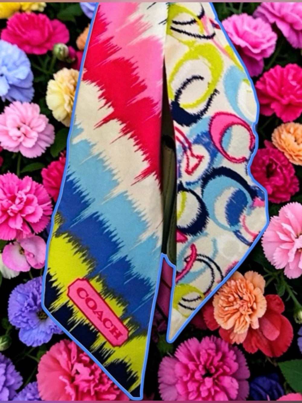 Coach Poppy multicolor IKAT print silk skinny scarf - Picture 10 of 10